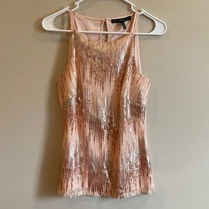 White House Black Market Sequin Rose Gold Tank Top. Fits like a XS/S